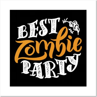 Best Zombie Party in Orange and White Posters and Art